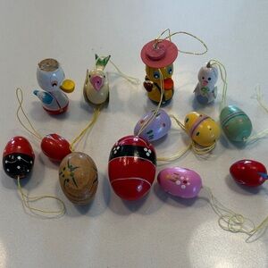 Lot of 12 Vintage Wooden Easter Ornaments